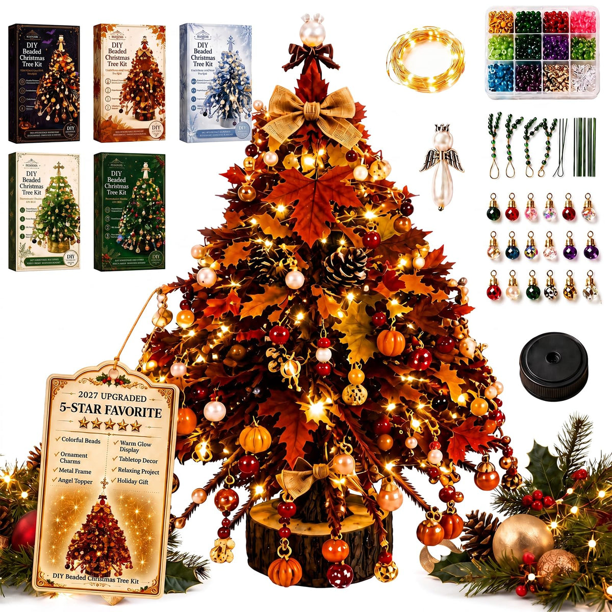 🔥Christmas Sale🎁🎄✨ DIY Beaded Christmas Tree Kit – 🎅Create Your Own Sparkling Holiday Decoration