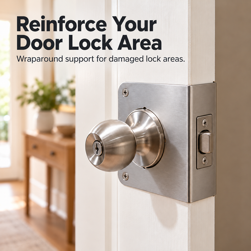Stainless Steel Door Lock Reinforcement Plate | U-Shaped