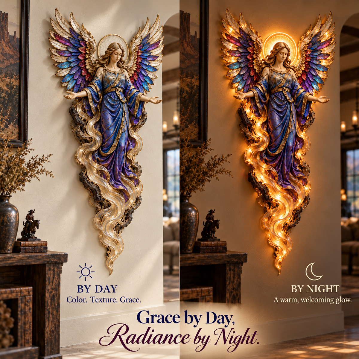 🪽 Lighted Angel Wall Sculpture – A Daily Reminder of Faith