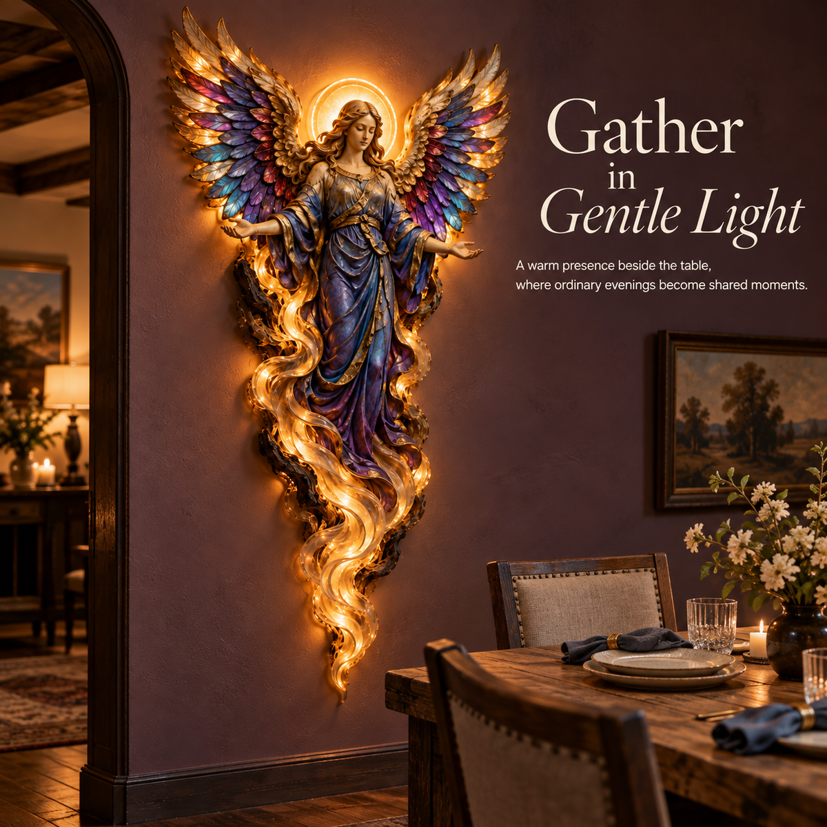 🪽 Lighted Angel Wall Sculpture – A Daily Reminder of Faith