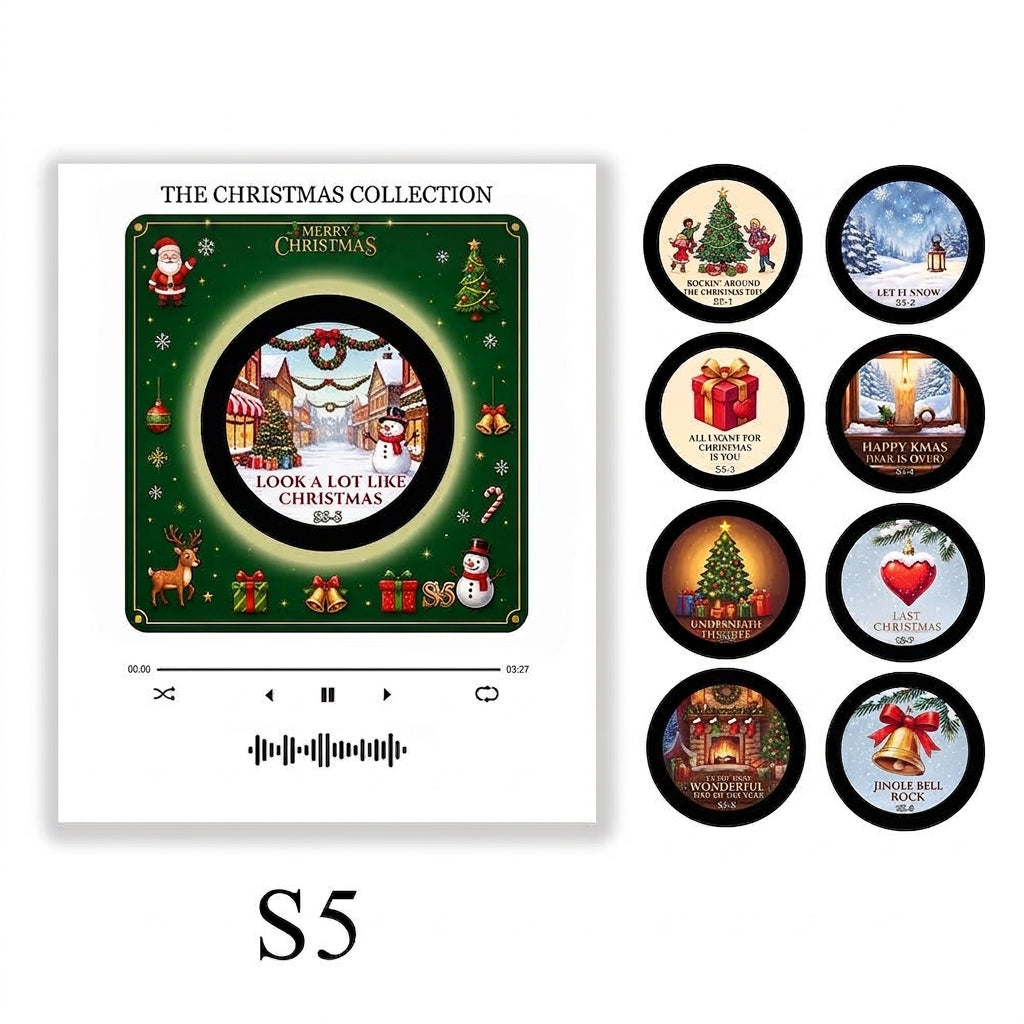 Christmas Vinyl Player Fridge Record NFC Magnetic Music Box Set