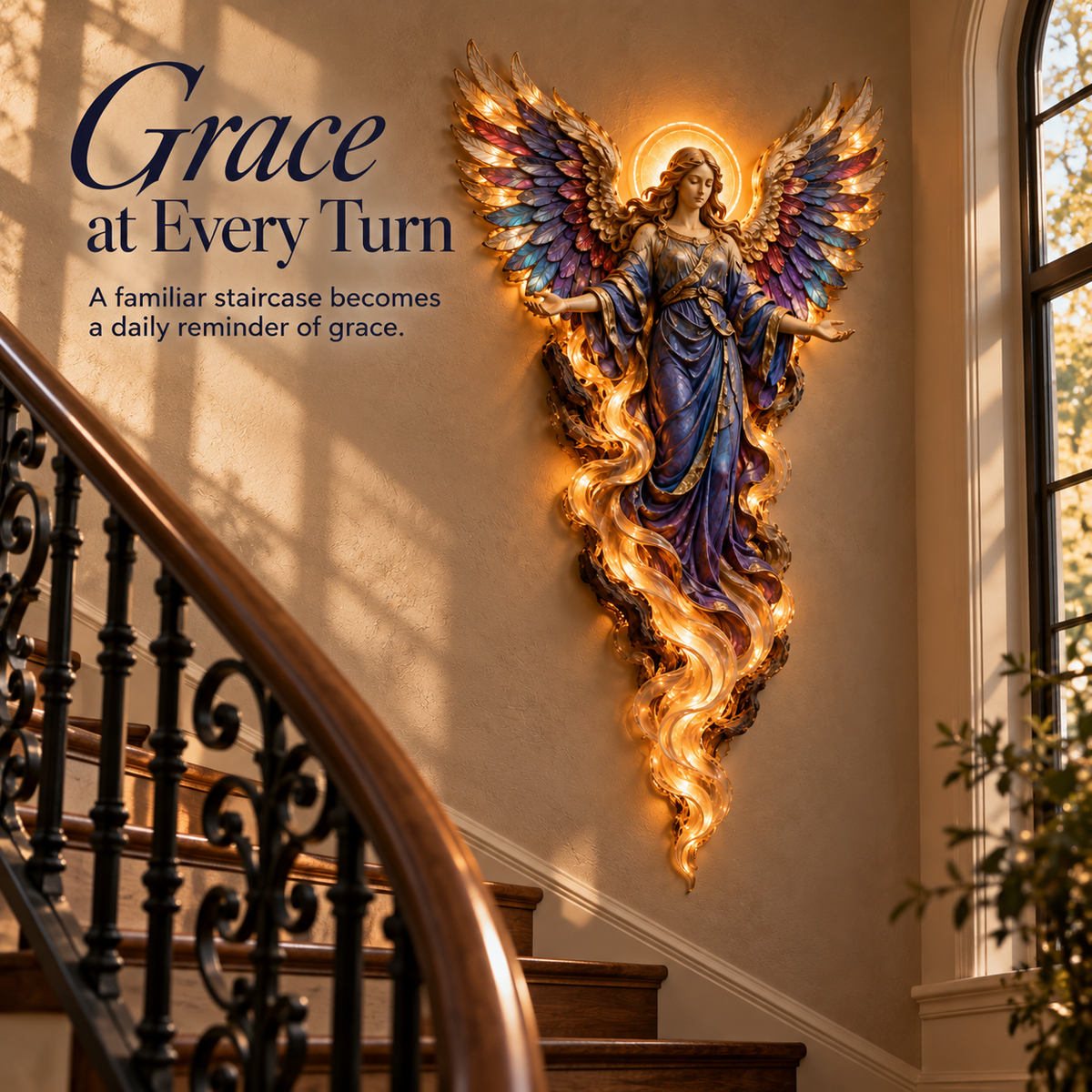 🪽 Lighted Angel Wall Sculpture – A Daily Reminder of Faith