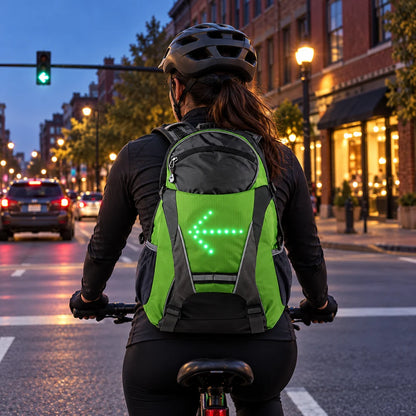 🚴 LED Signal Cycling Backpack | 15L Handlebar Remote Riding Pack