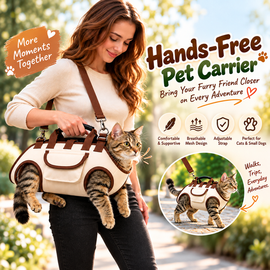 🐾 Hands-Free Pet Carrier – Adjustable Shoulder Bag for Cats & Small Dogs