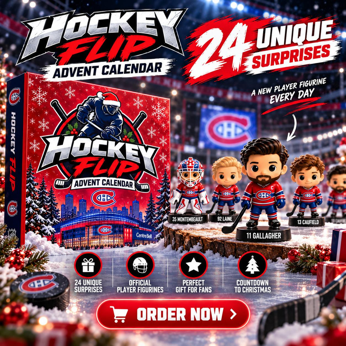 ✨CalendarFlip Hockey Advent Calendar — 24-Day Hockey Countdown Gift Box🎁🌲The perfect Christmas gift for hockey fans🥰