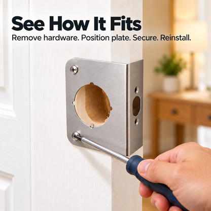 Stainless Steel Door Lock Reinforcement Plate | U-Shaped