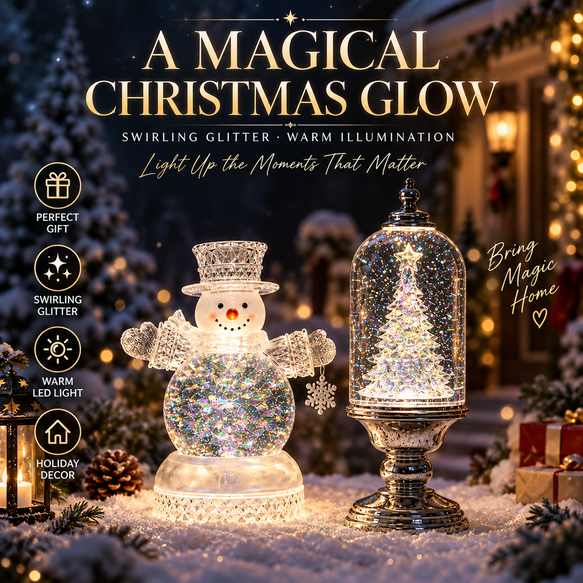 ❄️ Musical Christmas Snow Globe Lantern | Swirling Snow & Warm LED