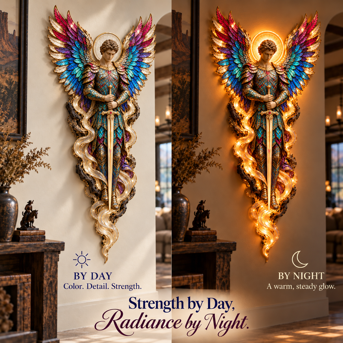 🪽 Lighted Angel Wall Sculpture – A Daily Reminder of Faith