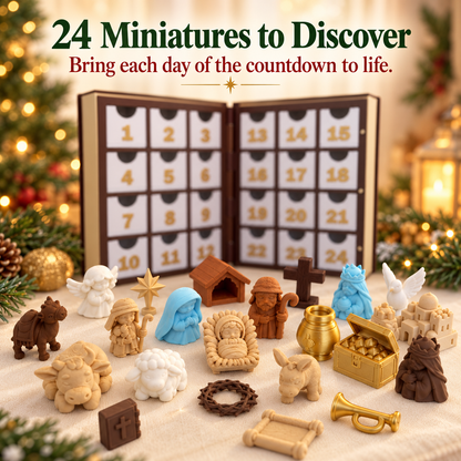 🎁3D Bible Advent Calendar with 24 Nativity Miniatures & Verse Cards