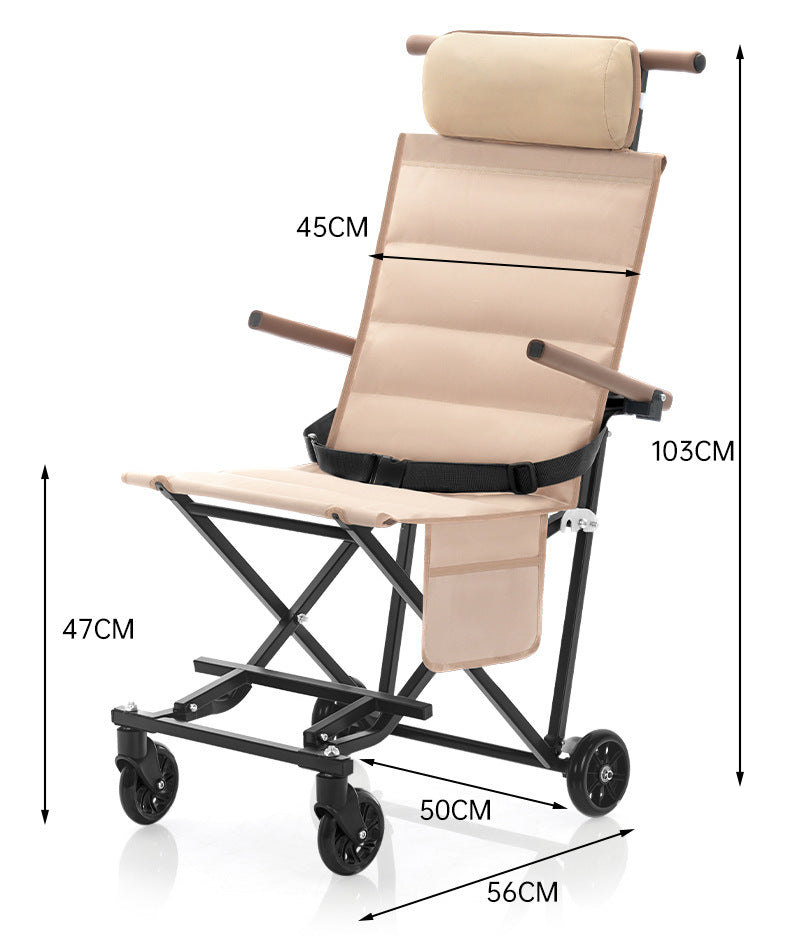 🪑 Lightweight Folding Travel Chair with Wheels – Portable Rolling Seat for Family Outings
