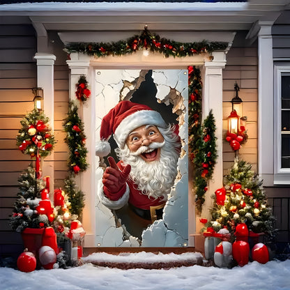 🎄🎅Christmas Door Cover, Holiday Entrance Decoration, 90x180cm Polyester Wrap for Indoor Outdoor Use🎁