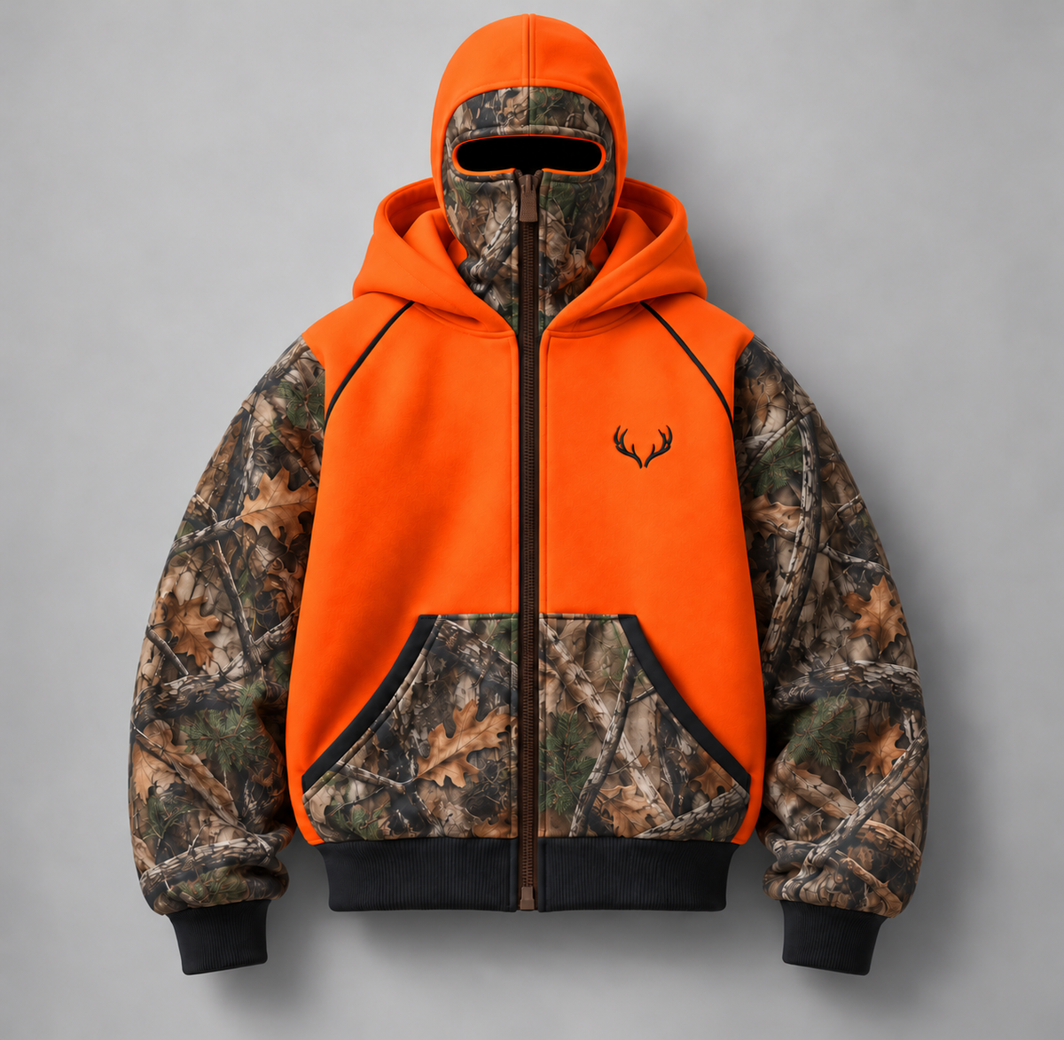 ❄️ Integrated Balaclava Hunting Hoodie | Quilted Oversized Camo Layer
