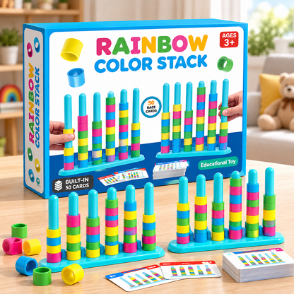 🌈 Rainbow Color Stacking Challenge – Dual-Base Game & Portable Version