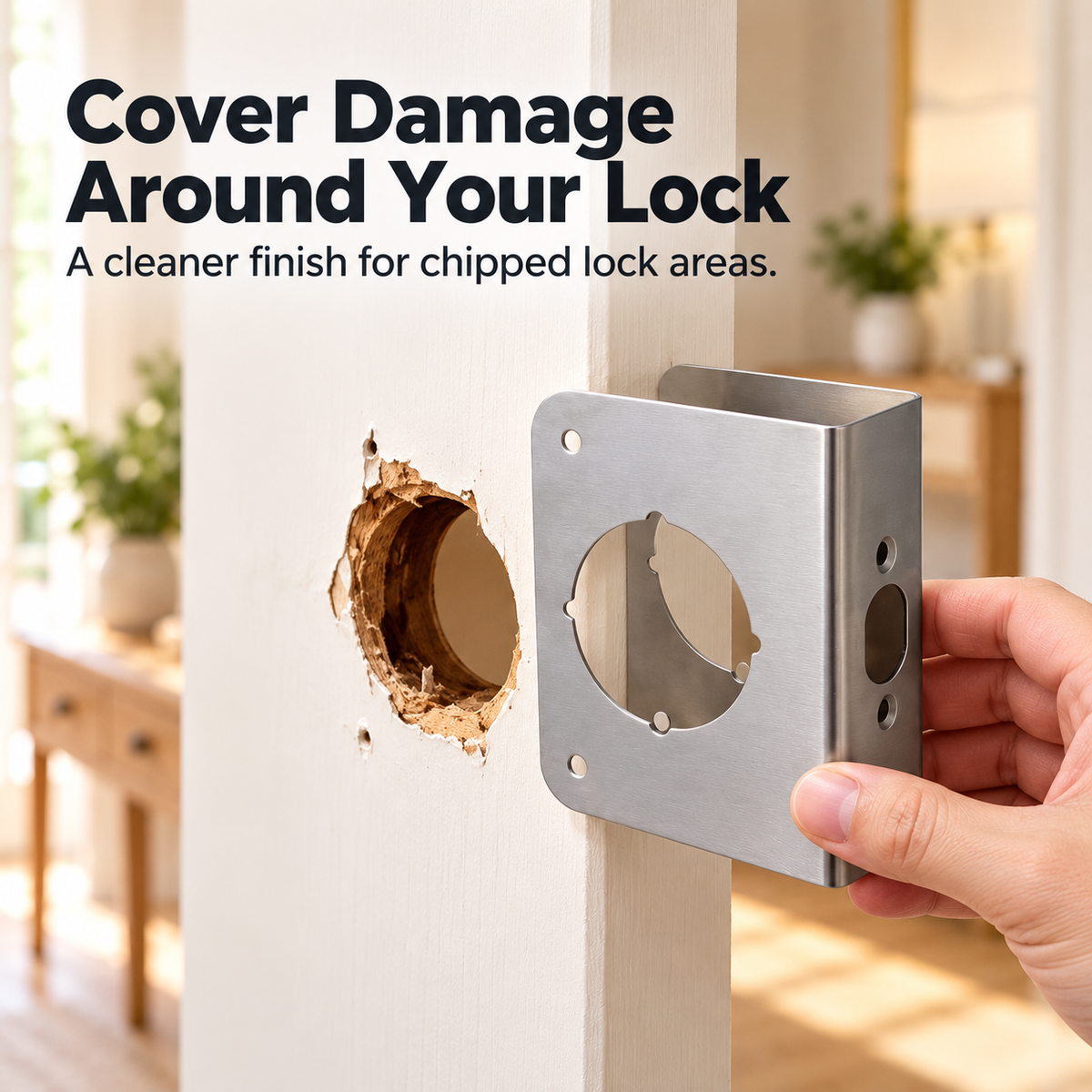 Stainless Steel Door Lock Reinforcement Plate | U-Shaped