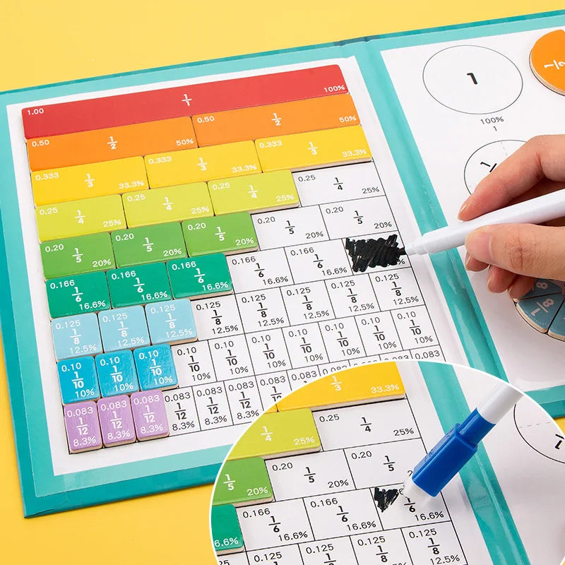 Montessori Magnetic Book Fraction Puzzle for Children - Sensory Kids
