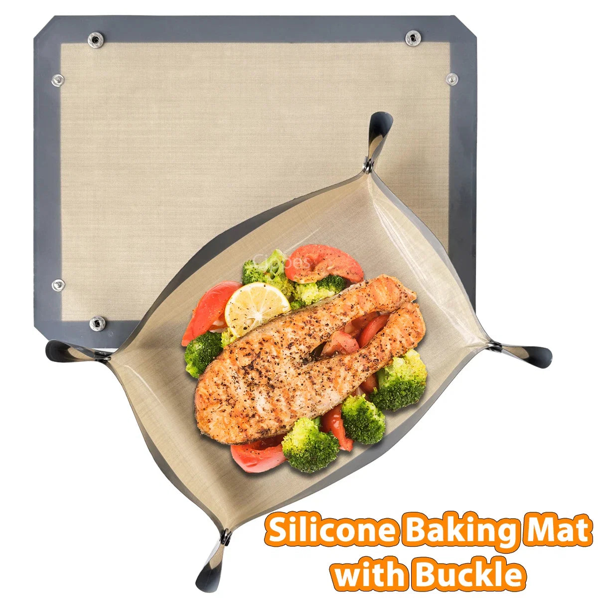 🥧 2-in-1 Silicone Baking Mat with Snap-Up Edges – Reusable Nonstick Oven Liner