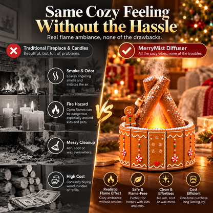 🎄 Mini Christmas Campfire Mist Lamp – Cozy LED Holiday Tabletop Decor