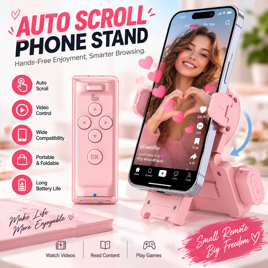 📱 Bluetooth Scrolling Remote & Phone Stand – Page Turner & Camera Shutter