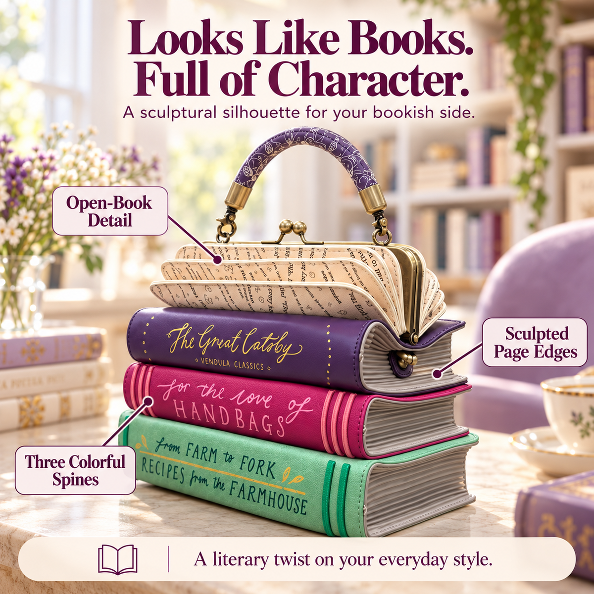 📚 Vintage Book Stack Handbag – A Storybook Statement for Book Lovers