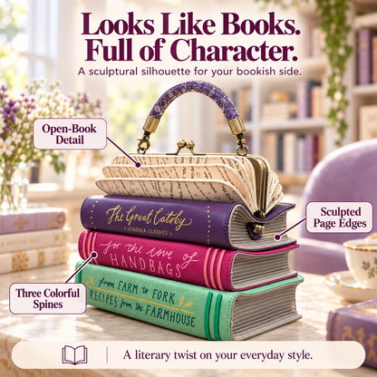 📚 Vintage Book Stack Handbag – A Storybook Statement for Book Lovers