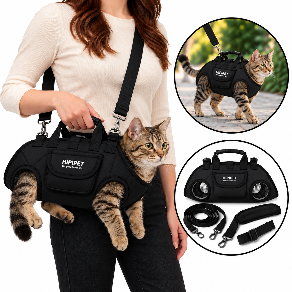 🐾 Hands-Free Pet Carrier – Adjustable Shoulder Bag for Cats & Small Dogs