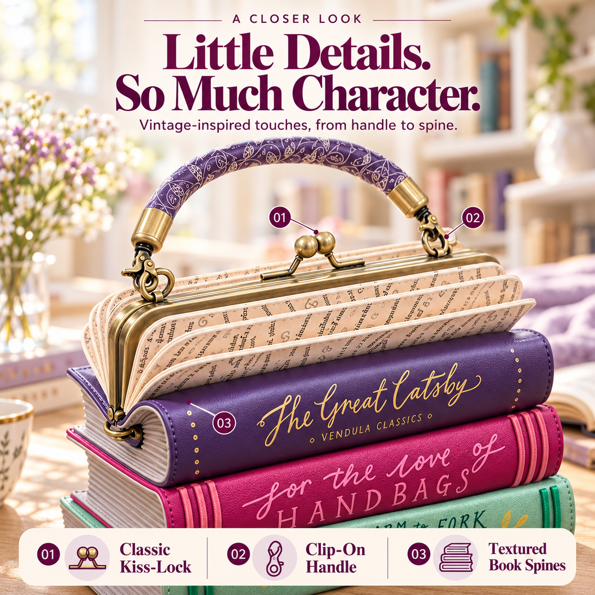 📚 Vintage Book Stack Handbag – A Storybook Statement for Book Lovers