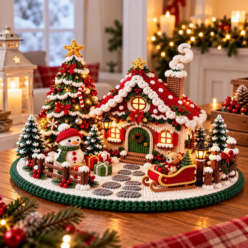Häkelanleitung für ein weihnachtliches Winterdorf mit Chalet – Amigurumi