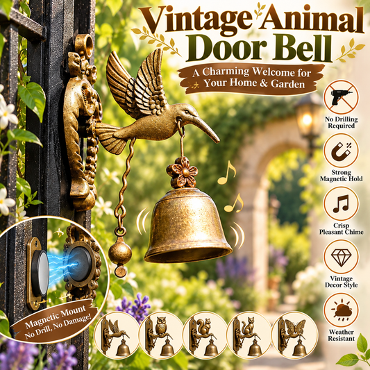 🔔 🐦Vintage Magnetic Animal Door Bell | No-Drill Garden Chime
