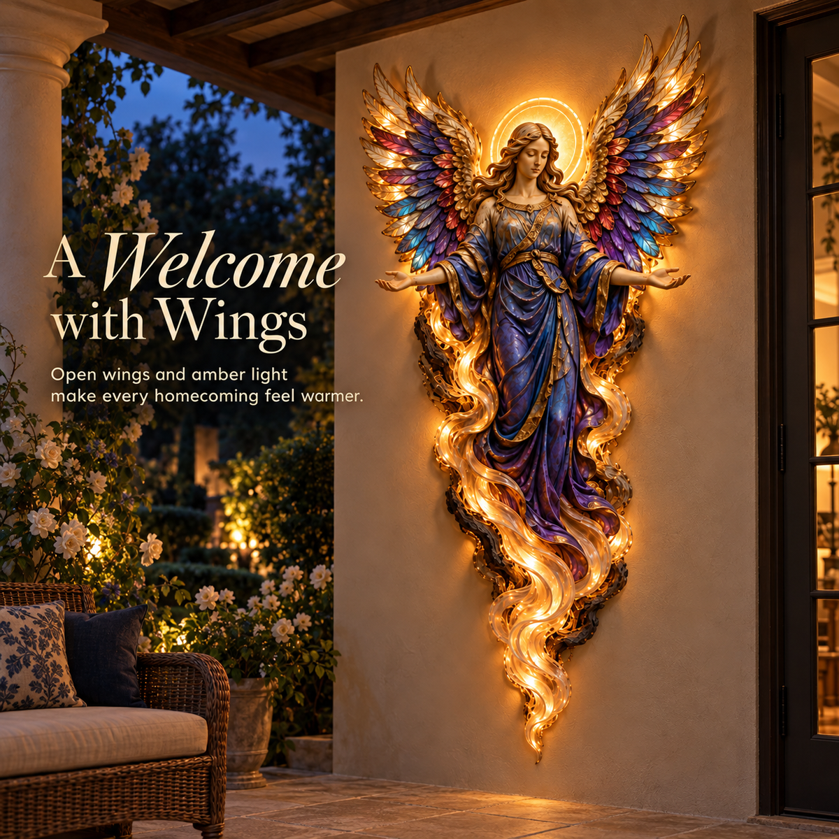 🪽 Lighted Angel Wall Sculpture – A Daily Reminder of Faith