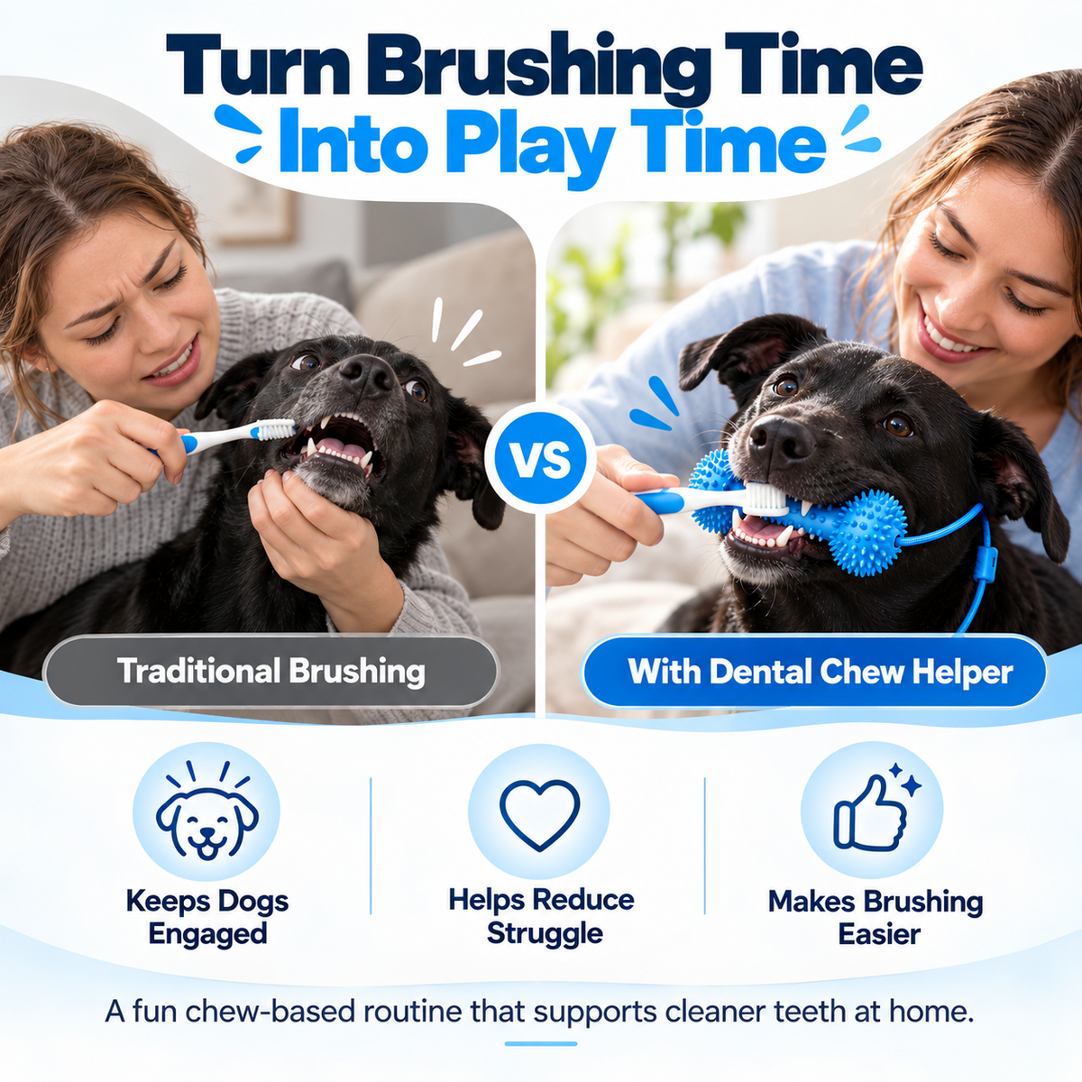 🐶 Dog Dental Chew Helper – Less Struggle, Easier Brushing at Home