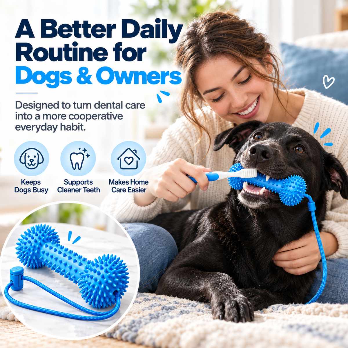 🐶 Dog Dental Chew Helper – Less Struggle, Easier Brushing at Home