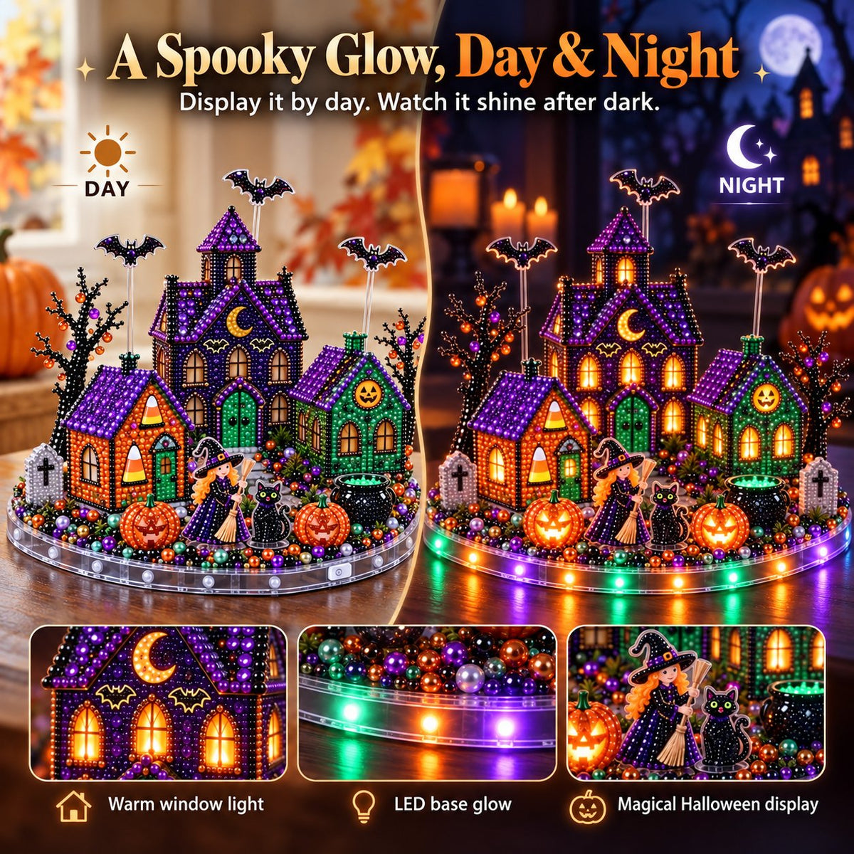3D DIY Diamond Art Halloween Village Kit
