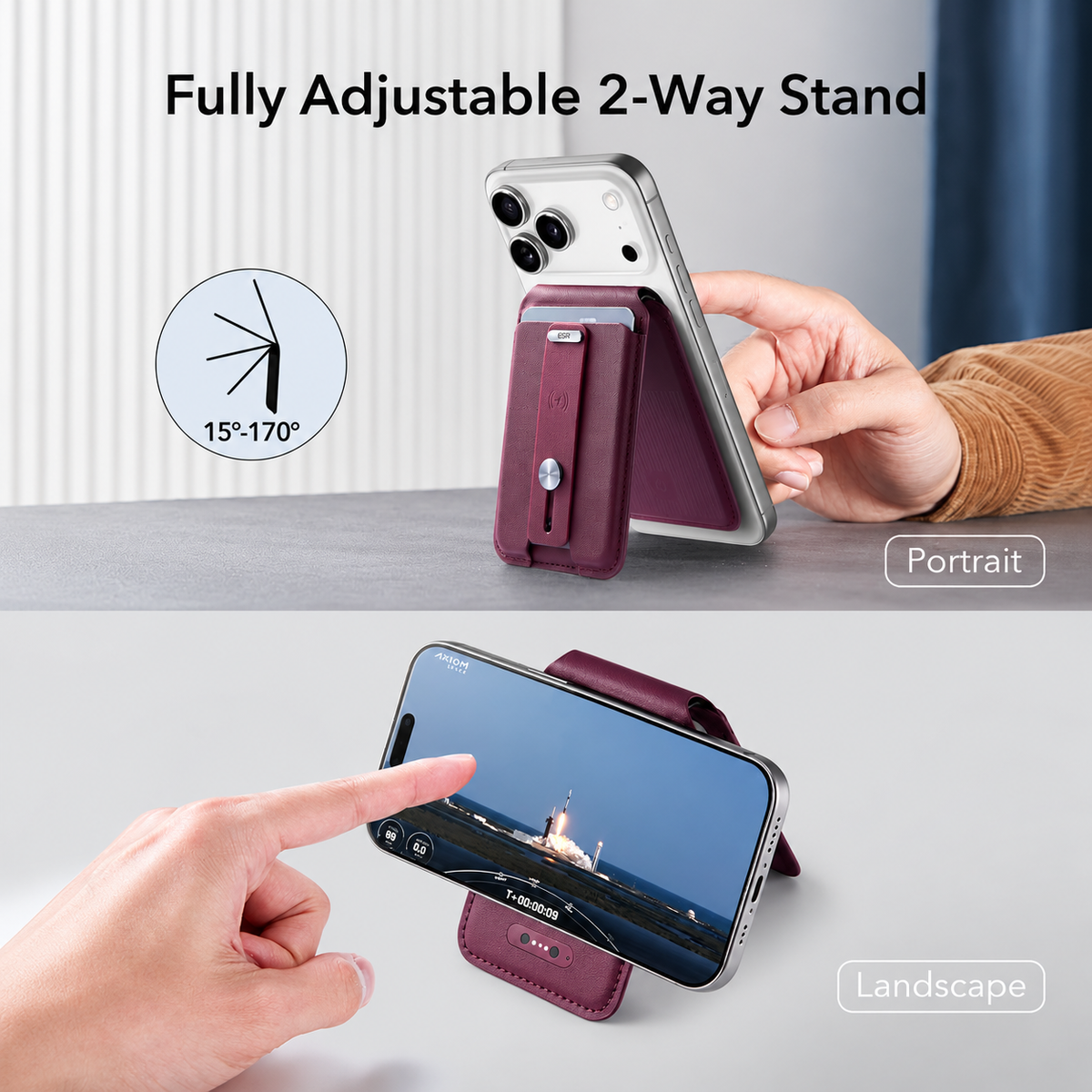 🔍 ESR Geo Magnetic Wallet – Apple Find My, 5-Card Holder, RFID Blocking & Adjustable Phone Stand