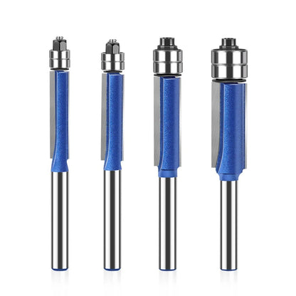 🪵 4-Piece Flush Trim Router Bits – Dual Bearings, 1/4' Shank