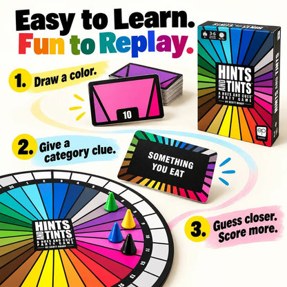 🎨 Hints and Tints – Creative Color Guessing Party Board Game for Family & Friends