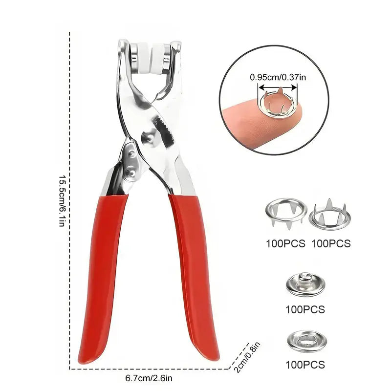 🎨Seamless Stitching Sewing Kit-100Pcs Invisible Colored Metal Buckle & Manual Pressure Pliers 🔧