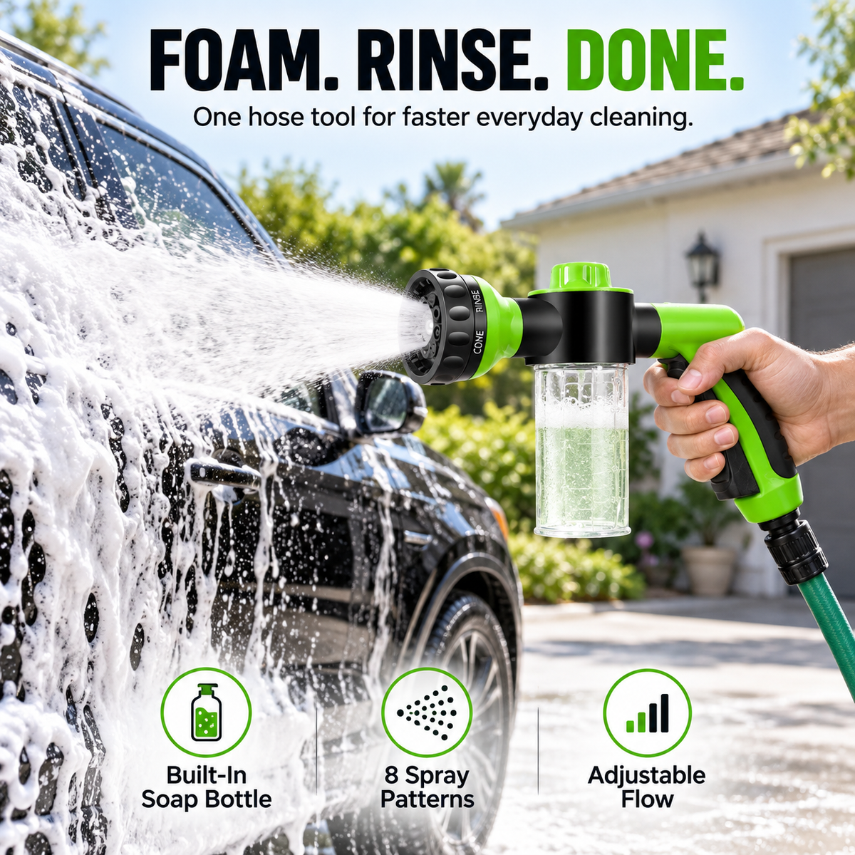 Vehicle bubble cleaning blaster washing car with foam