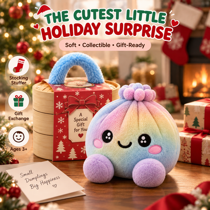 🌈Cute Plush StuffedDumpling Squishies, BigRainbow Squishes withSteamer🥟🎁