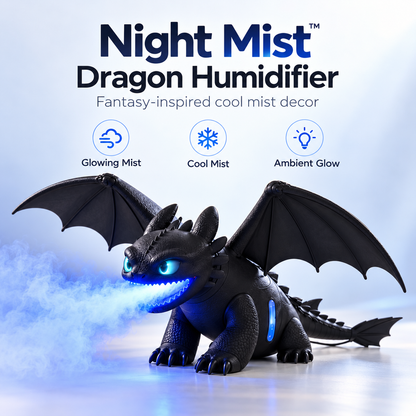 🐉 Fantasy Dragon Cool Mist Humidifier – Glowing Blue Mist & Ambient Desk Decor