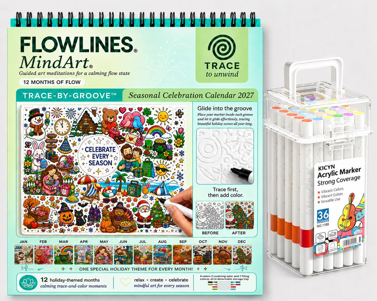 🎨Color The Year 2027: Trace-By-Groove Creative Calendar📅