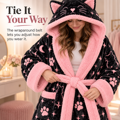 🐈Cozy Cat Hooded Robe – Plush Long Robe