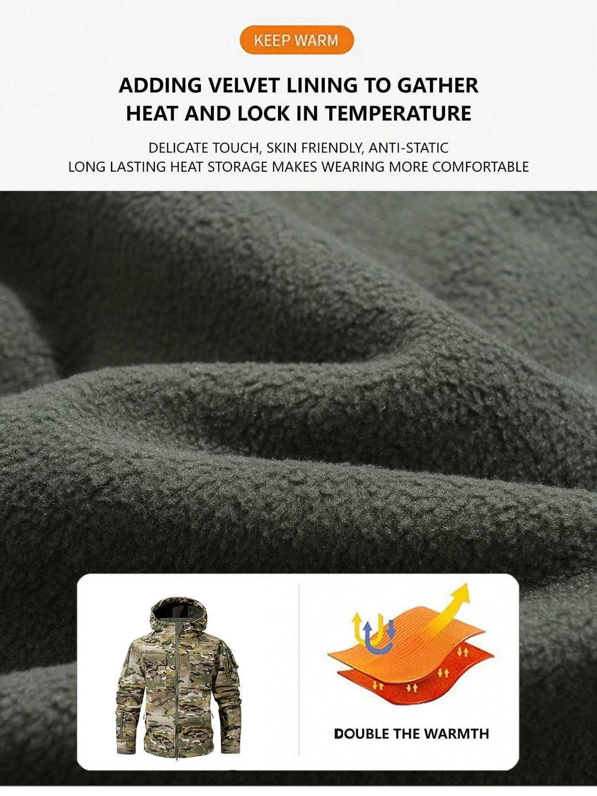 🧥 Men's Fleece-Lined Outdoor Jacket – Waterproof 9-Pocket Hooded Design
