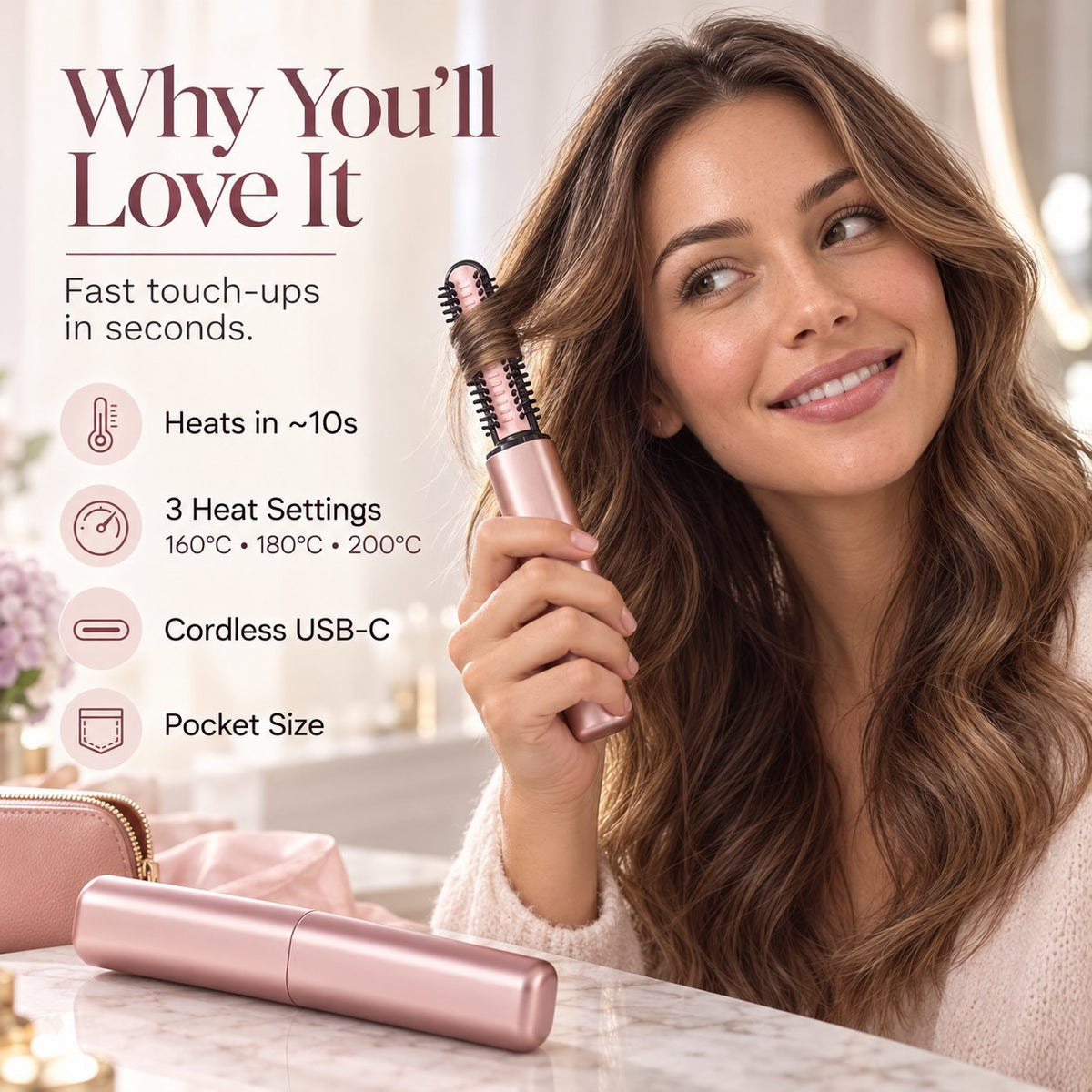 Cordless Ceramic Hair Curler – Fits in Any Bag 👜🔥