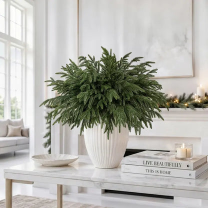 🌲 24-Inch Real Touch Norfolk Pine Stems – Flexible Artificial Evergreen Greenery