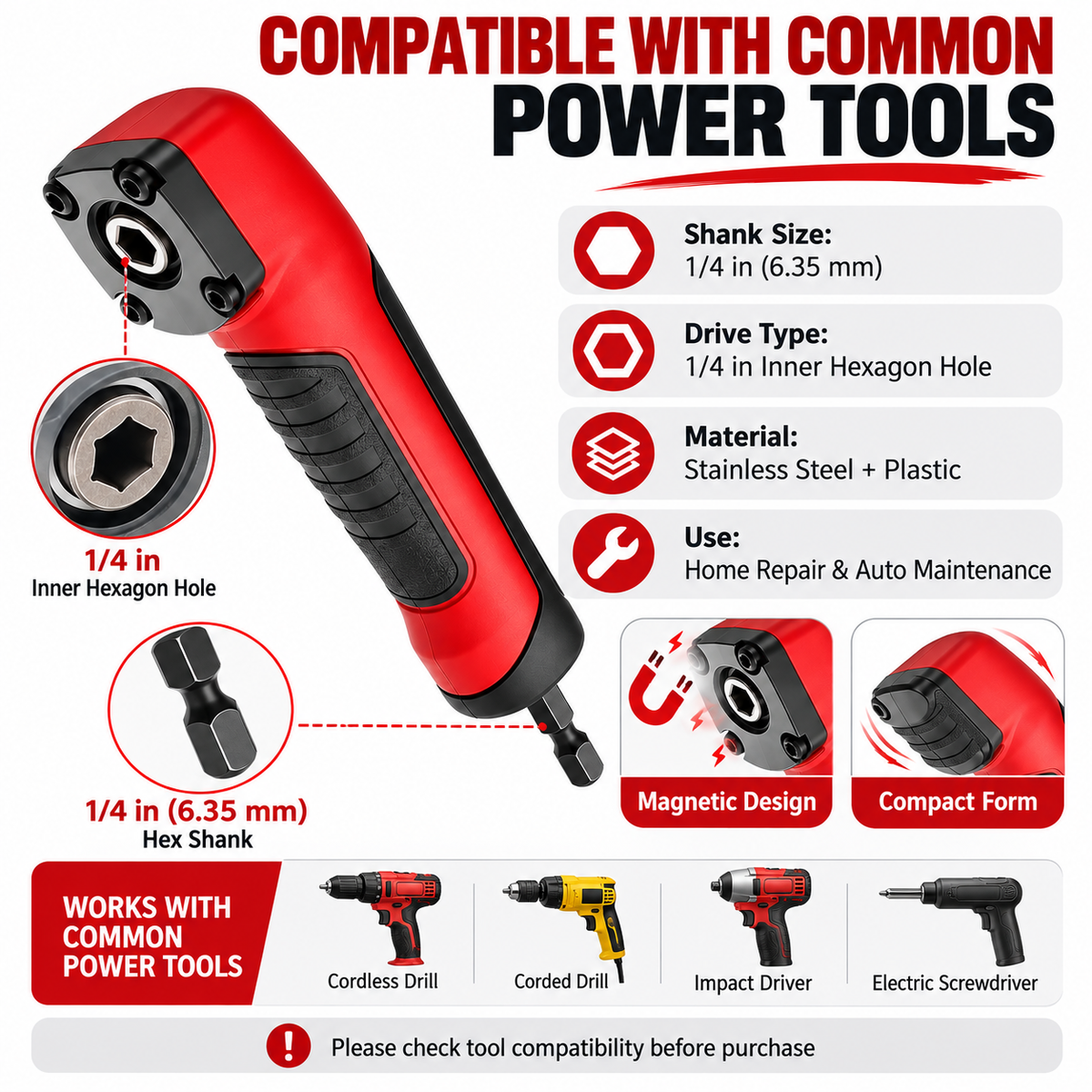 90° Right Angle Drill Adapter – Reach Screws in Tight Spaces