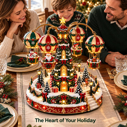 Christmas Sky Ride – Rotating Hot Air Balloon Christmas Village with Lights & Music 🎅🎄