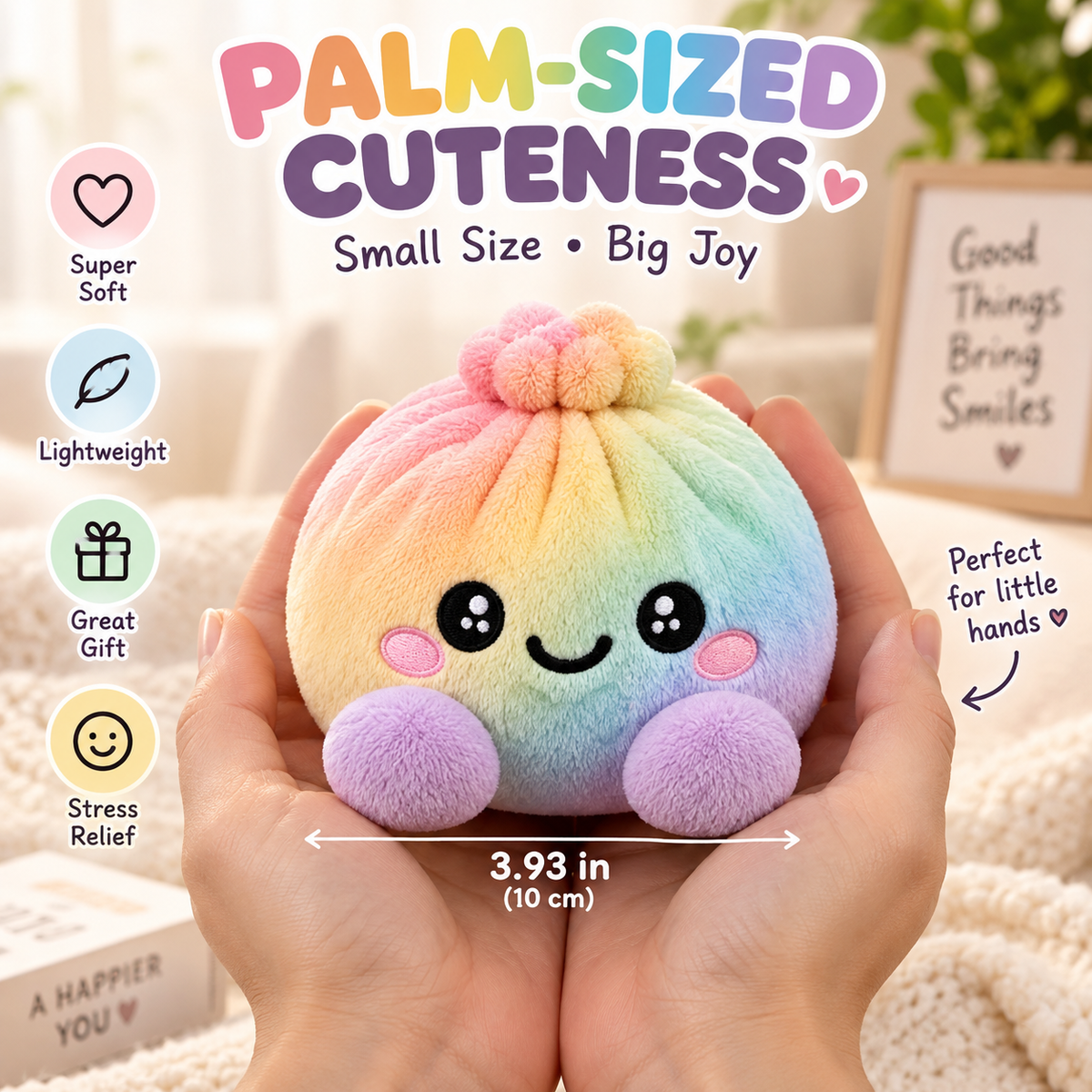 🌈Cute Plush StuffedDumpling Squishies, BigRainbow Squishes withSteamer🥟🎁