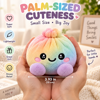 🌈Cute Plush StuffedDumpling Squishies, BigRainbow Squishes withSteamer🥟🎁