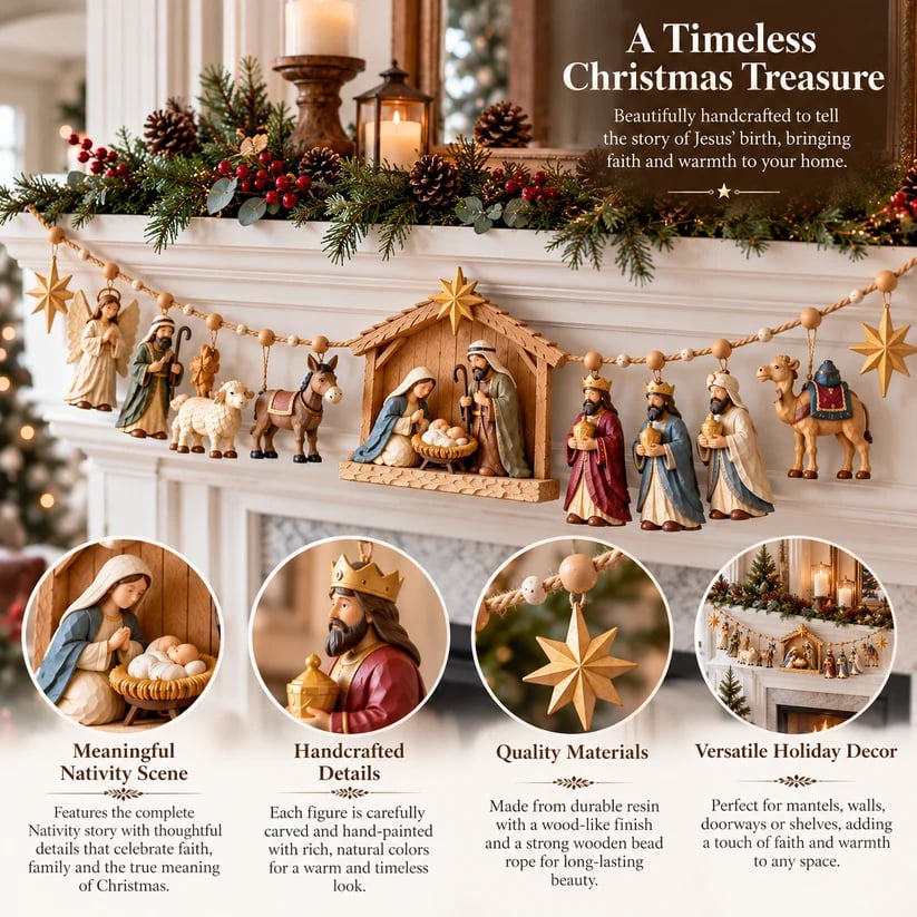 ✝️ The Night Hope Was Born – Bethlehem Nativity Christmas Garland
