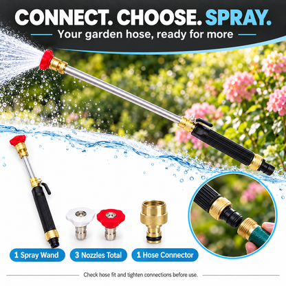 💦High-pressure water gun – 3 interchangeable nozzles, durable aluminium alloy & powerful ✨